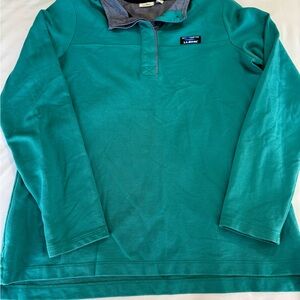 Vintage L.L. Bean Men’s  Teal Pullover Collared Sweatshirt